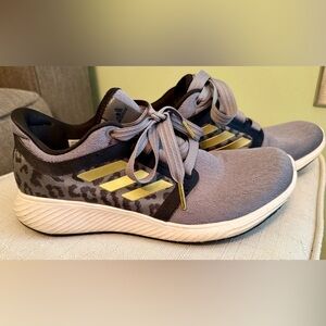 Adidas Gray Sneakers with Gold Stripes